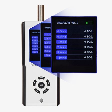 Portable dust particle counter screen