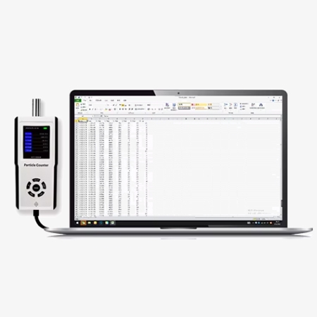 Portable dust particle counter with computer