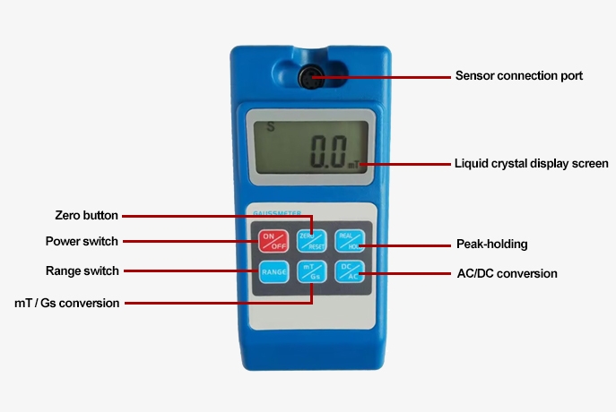 Portable high accuracy dcac emf guass meter button details