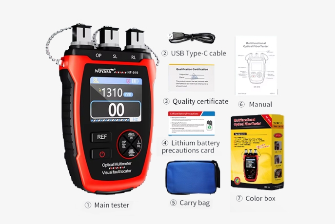 Portable optical fiber power meter packing list