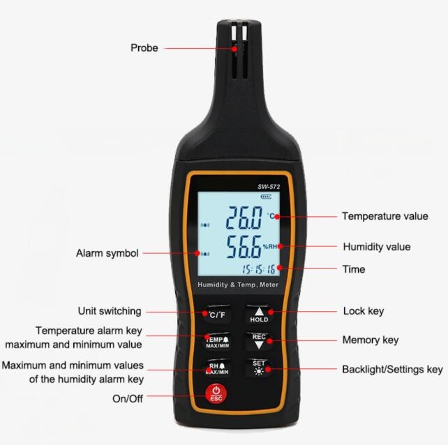 Portable thermometer hygrometer details