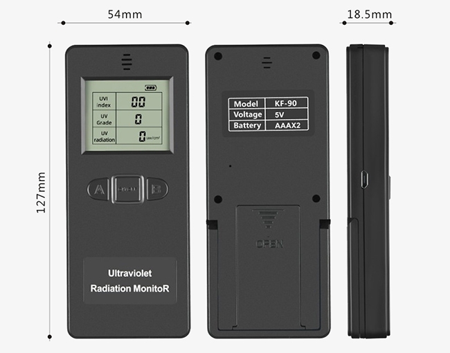 Portable UV radiometer size