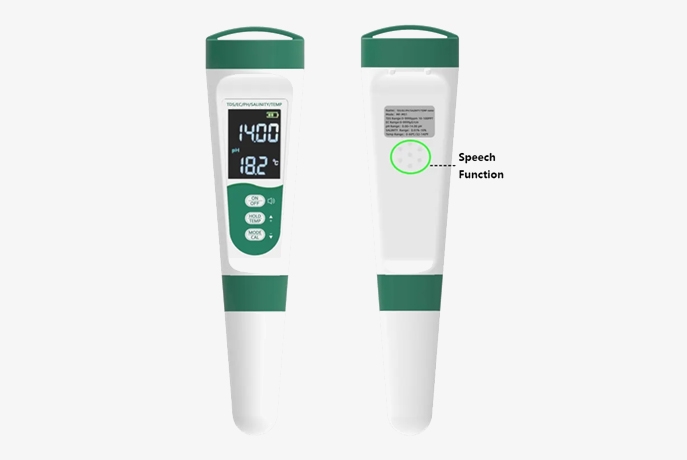 Portable water quality tester back details