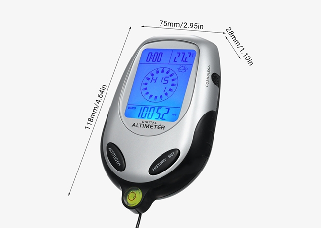 Portable waterproof digital altimeter barometer dimension