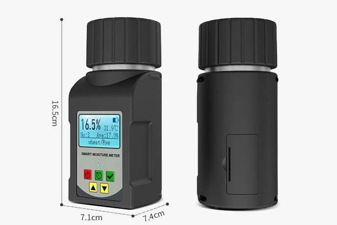 Rapid moisture meter for grain dimension