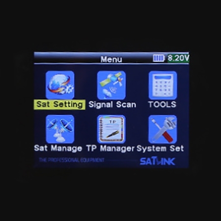 Satellite finder meter with compass detail