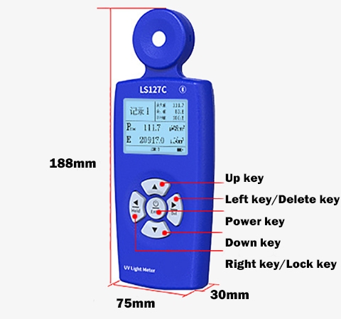 UVC light meter detail and size