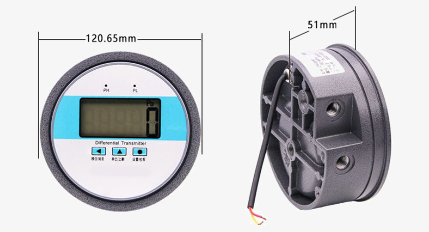 Digital differential pressure gauge size