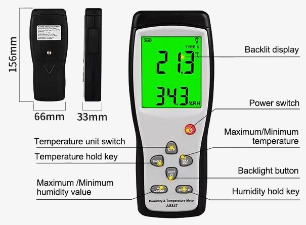 Smart digital thermo hygrometer dimension