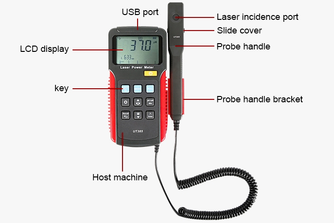 Smart handheld laser power meter button details