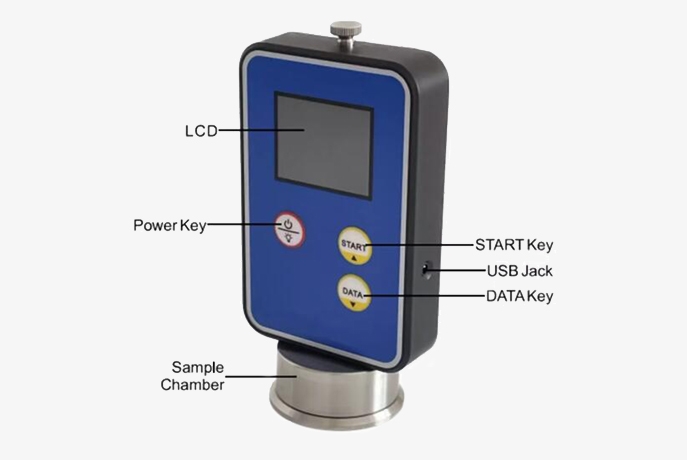 Smart portable water activity meter button details