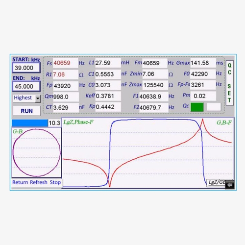 Ultrasonic usb impedance analyzer display