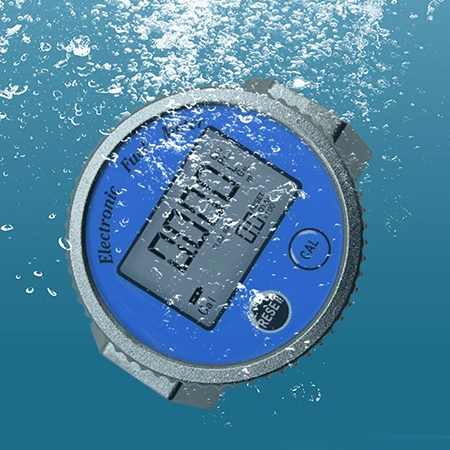 Waterproof turbine flow meter detail