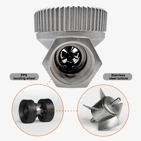 Waterproof turbine flow meter detail