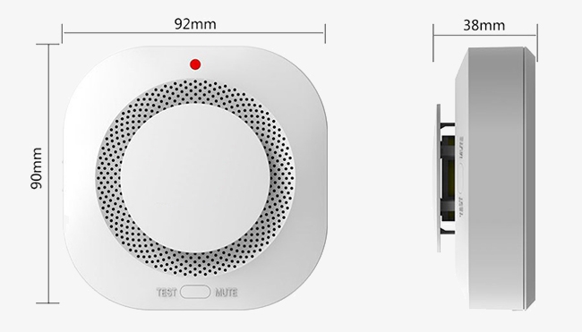 Wireless photoelectric smoke detector size